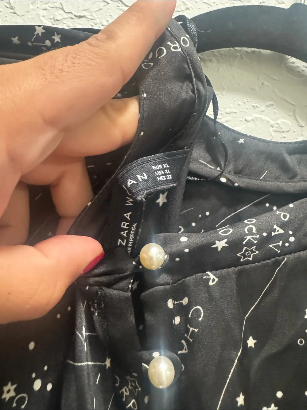Zara Black Star Constellation Long-Sleeve Blouse